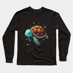 Cute Turtle in Space Childrens Illustration Long Sleeve T-Shirt